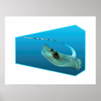 Stingray moving! Design gradient blue background | Poster