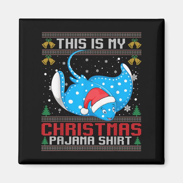 Stingray Santa Hat Matching Ugly Christmas Pajama  Magnet (Front)