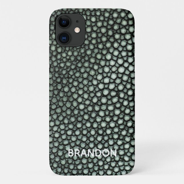 Stingray Skin Green Print Name Personalized Case-Mate iPhone Case (Back)