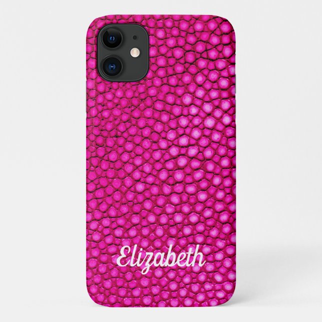 Stingray Skin Hot Pink Print Name Personalized Case-Mate iPhone Case (Back)