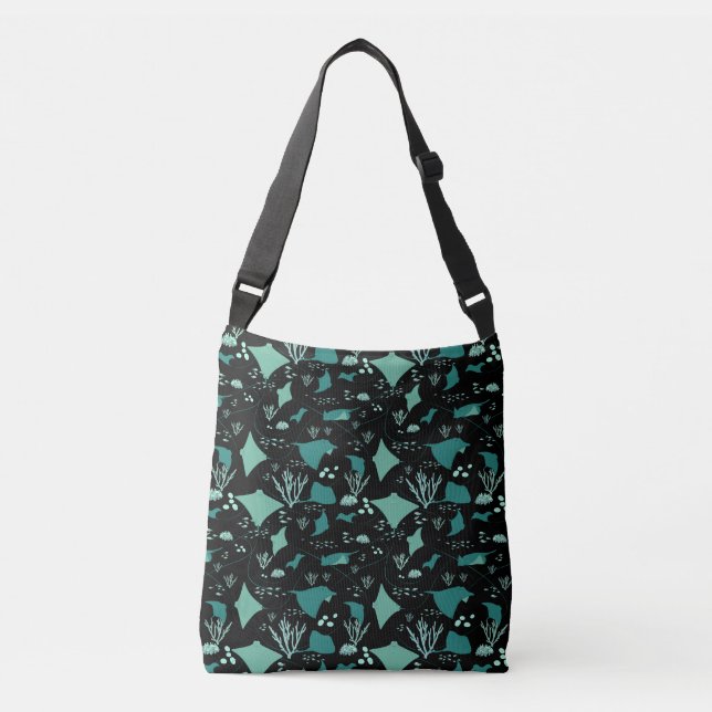 Stingrays and Manta Rays Cool Underwater Ocean Crossbody Bag (Front)