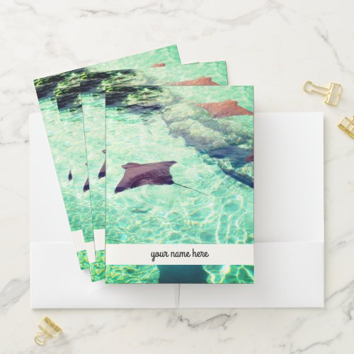 Stingrays and  Your Name Here  Pocket Folder