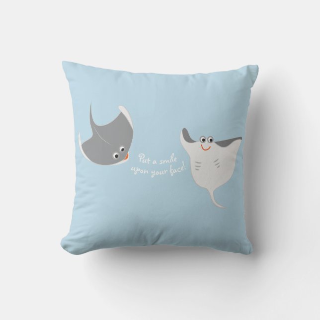 Stingrays Cartoon Throw Pillow (Front)