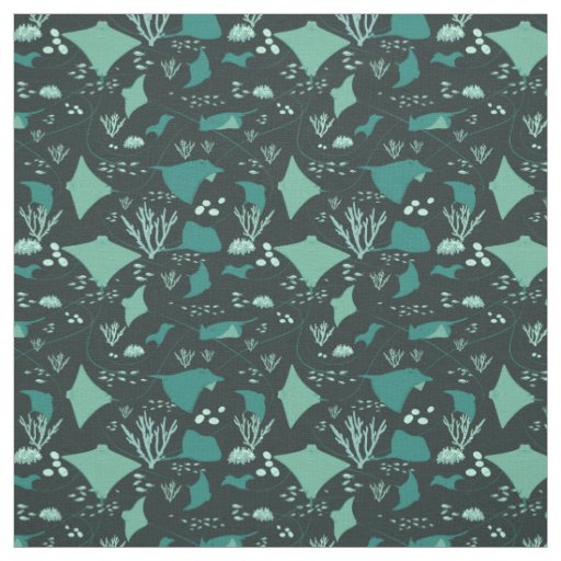 Stingrays Manta Rays Blue Ocean Pattern Fabric