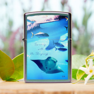 Stingrays Ocean Swimming w/ Initials or Name Zippo Lighter