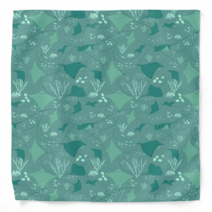 Stingrays Pattern Cool Blue Ocean Print Bandana