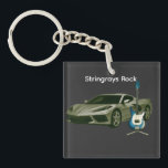 Stingrays Rock Keychain<br><div class="desc">Picture of a Corvette and a music man guitar.</div>