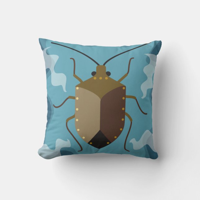 Stink bug and ladybug throw pillow (Front)