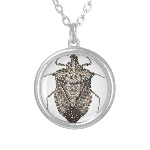 stink bug silver plated necklace