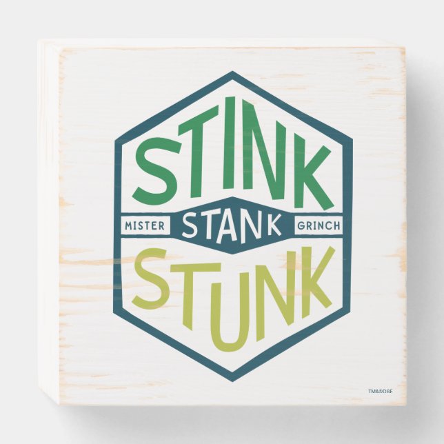 Stink Stank Stunk Badge Wooden Box Sign (Front Horizontal)