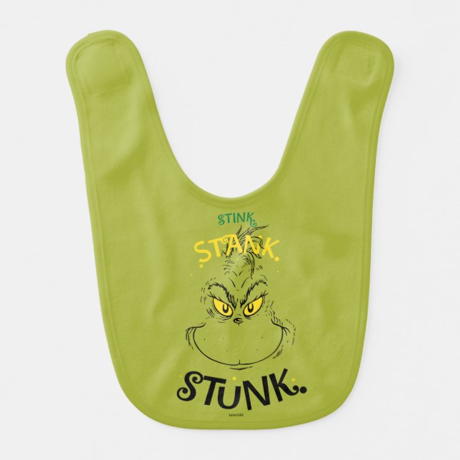 Stink Stank Stunk Mister Grinch Quote Baby Bib (Front)