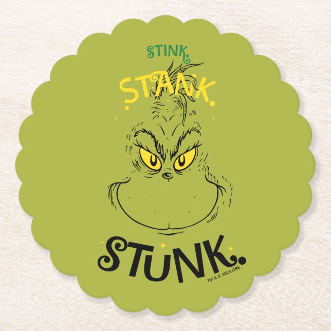 Stink Stank Stunk Mister Grinch Quote Paper Coaster (Front)