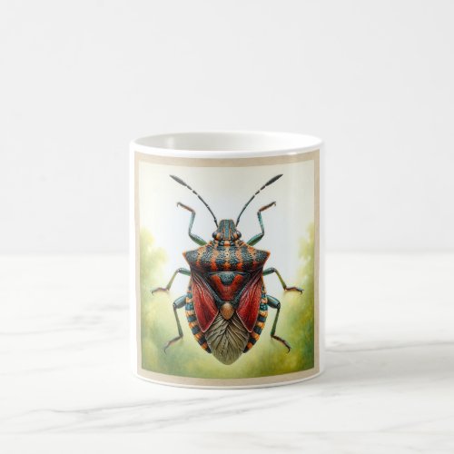 Stinkbug dorsal view realistic watercolor and ink  coffee mug