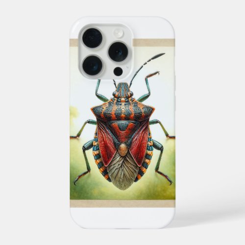 Stinkbug dorsal view realistic watercolor and ink  iPhone 15 pro case