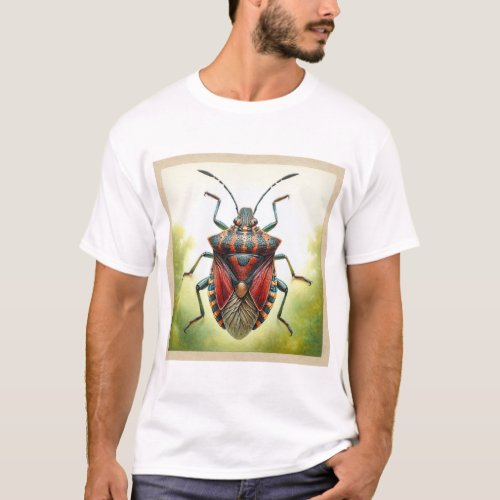 Stinkbug dorsal view realistic watercolor and ink  T_Shirt