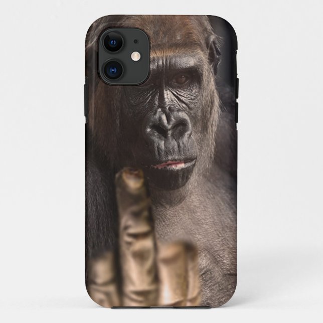 stinkfinger gorilla flip the bird cell phone case (Back)