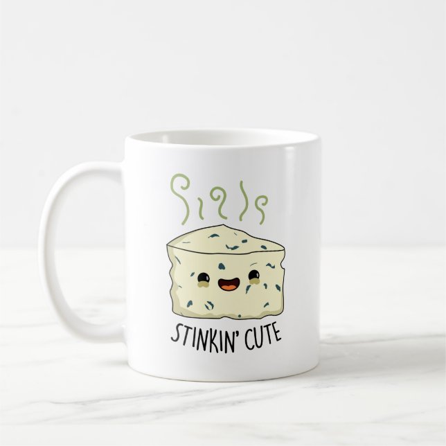 Stinkin Cute Funny Cheese Pun  Coffee Mug (Left)