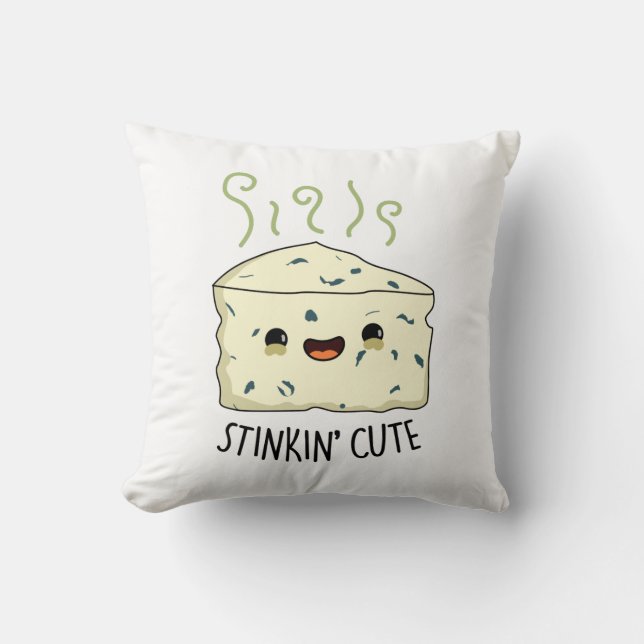 Stinkin Cute Funny Cheese Pun  Throw Pillow (Front)