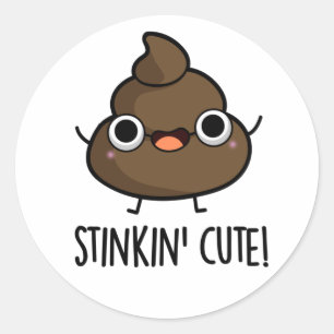 Stinkin Cute Funny Poo Pun Classic Round Sticker