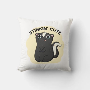 Stinkin Cute Funny Skunk Pun Throw Pillow
