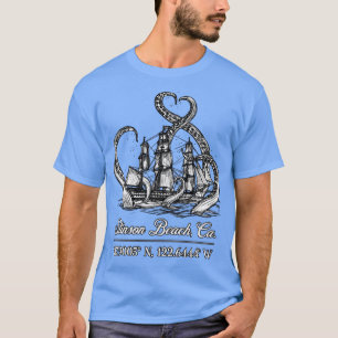 Stinson Beach CA Nautical Coordinates Boat Octopus T-Shirt
