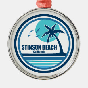 Stinson Beach California Palm Tree Birds Metal Ornament