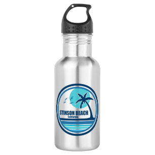 Stinson Beach California Palm Tree Birds Stainless Steel Water Bottle