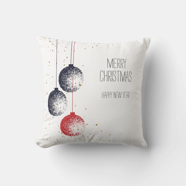 Stipple Christmas Ornaments Throw Pillow (Front)