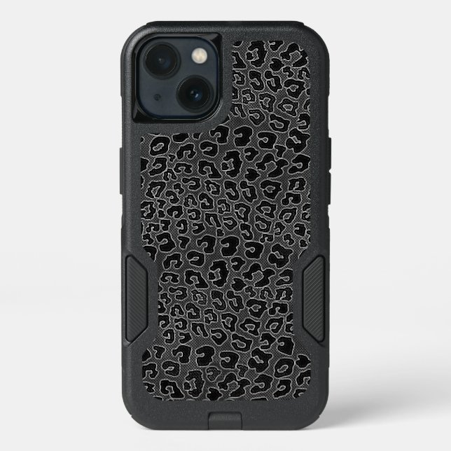 Stippled Black Leopard Print Otterbox iPhone Case (Back)