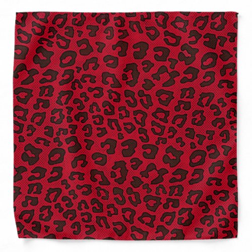 Stippled Cranberry Red Leopard Print Bandana