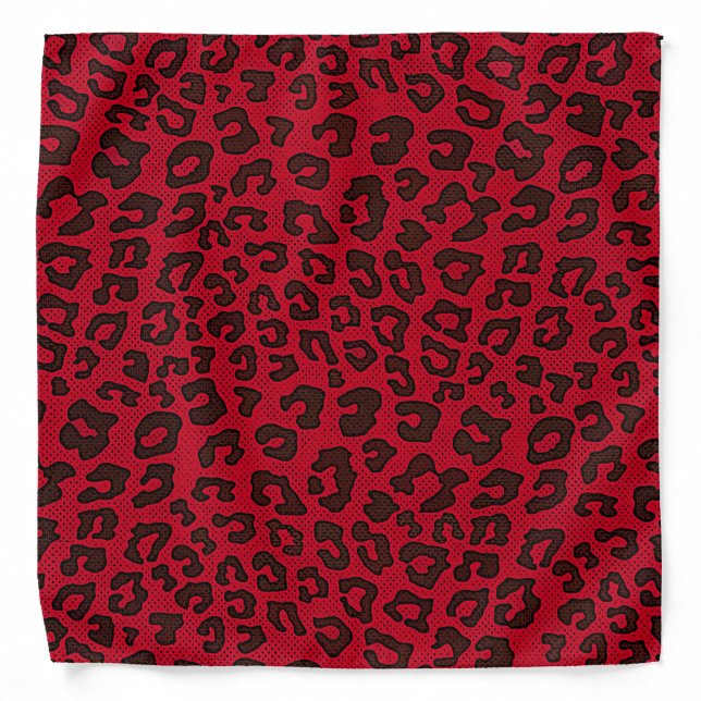Stippled Cranberry Red Leopard Print Bandana (Front)