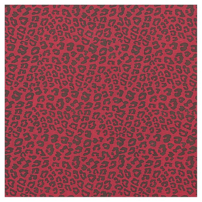 Stippled Cranberry Red Leopard Print Fabric (Close Up)