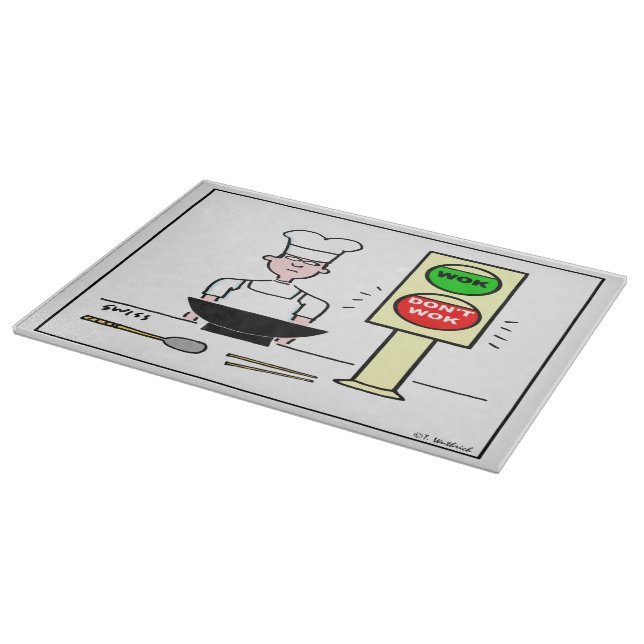 Stir Fry Chinese Food Wok Cartoon Funny Cutting Board (Corner)