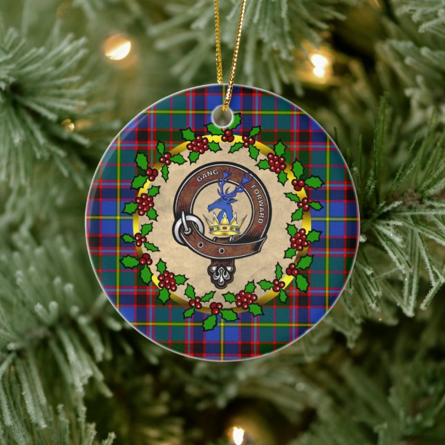 Stirling Badge & Tartan Personalized Christmas Ceramic Ornament (Tree)