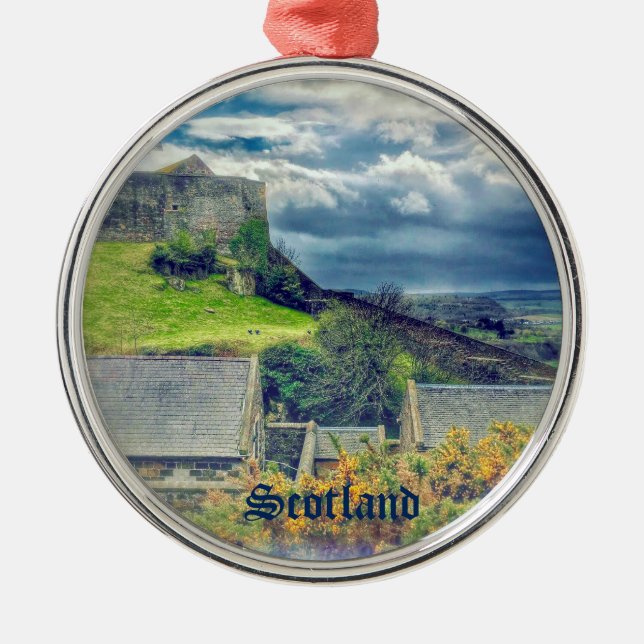 Stirling Castle Walls and Cloudy Skies Scotland Metal Ornament (Front)