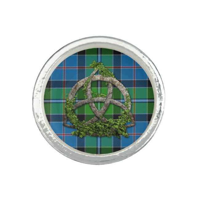 Stirling Tartan And Celtic Trinity Knot Ring (Front)