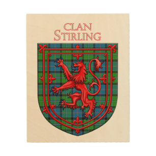 Stirling Tartan Scottish Plaid Lion Rampant Wood Wall Art