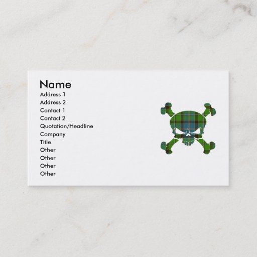 Customizable Stirling Tartan Skull No Banner Business Cards
