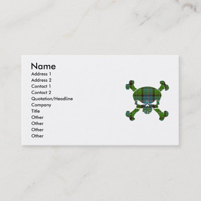 Stirling Tartan Skull No Banner Business Card (Front)