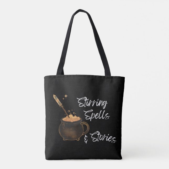 Stirring Spells & Stories Tote Bag (Back)