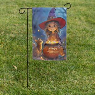 Stirring Up Some Magic! Cute witch, custom  Garden Flag