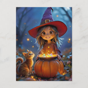 Stirring Up Some Magic! Cute witch, custom Postcard