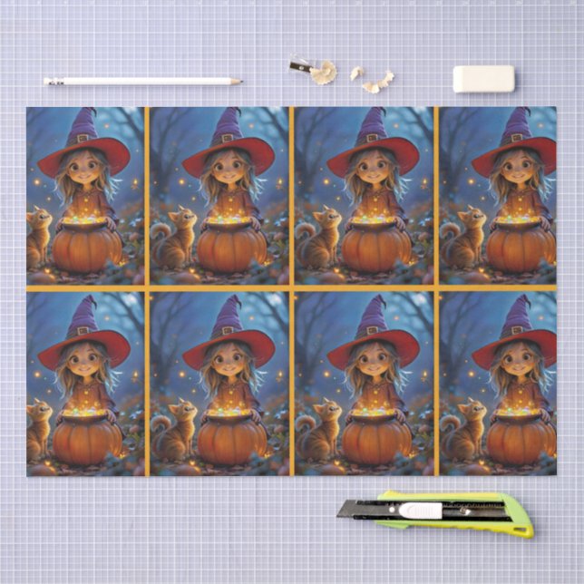 Stirring Up Some Magic! Cute witch,  Tissue Paper (Craft)