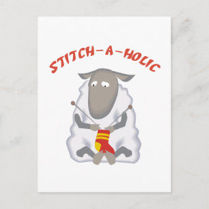 Stitch-a-holic Knitter Postcard