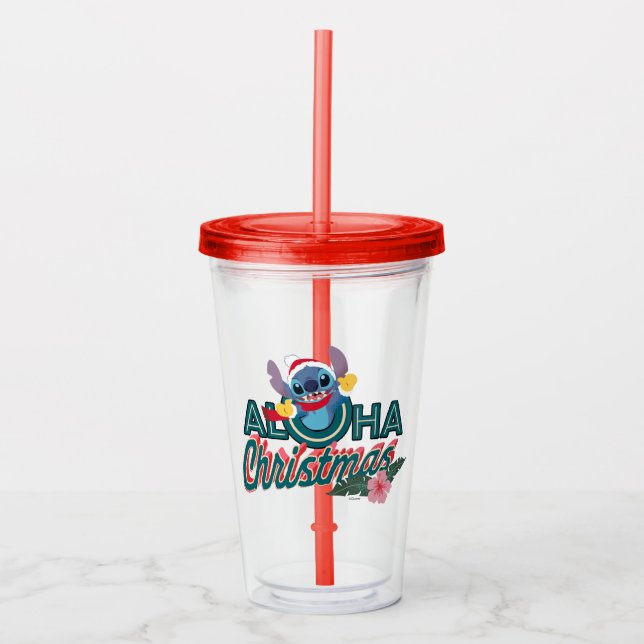 Stitch | Aloha Christmas Acrylic Tumbler (Front)