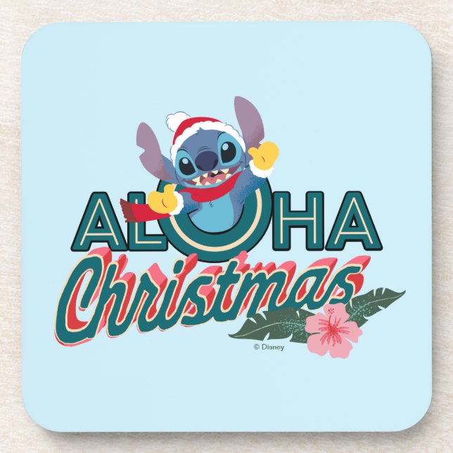 Stitch | Aloha Christmas Beverage Coaster (Front)