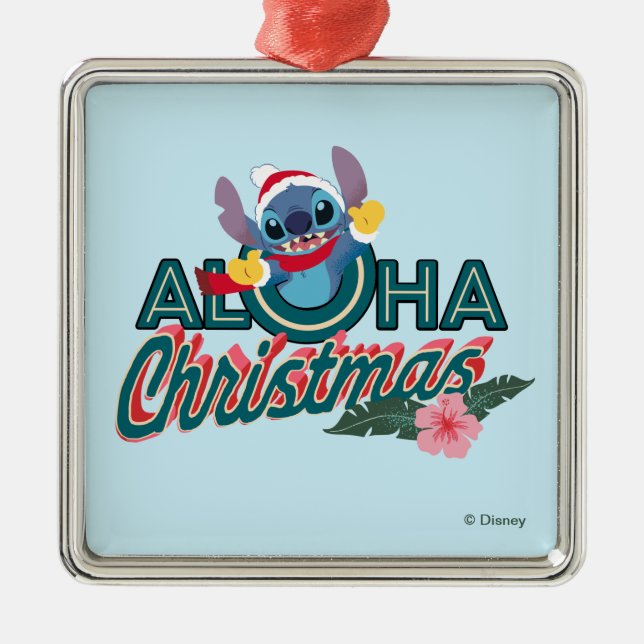 Stitch | Aloha Christmas Metal Ornament (Front)