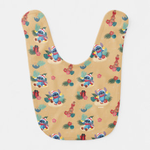 Stitch Aloha Christmas Pattern Baby Bib