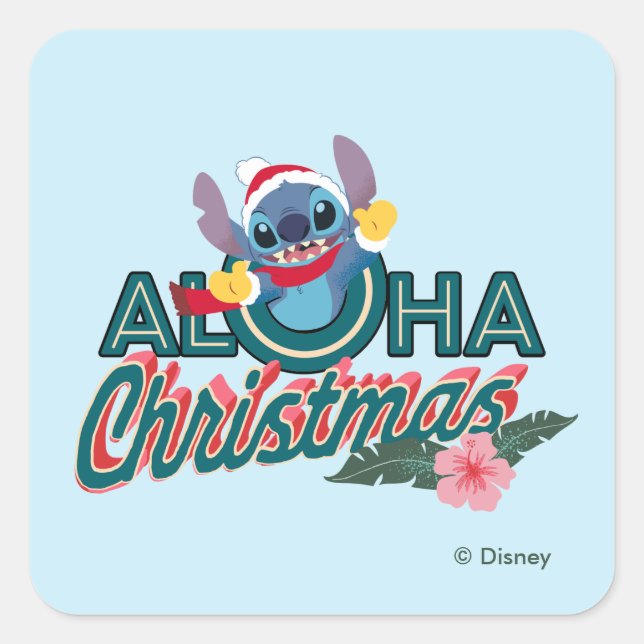 Stitch | Aloha Christmas Square Sticker (Front)