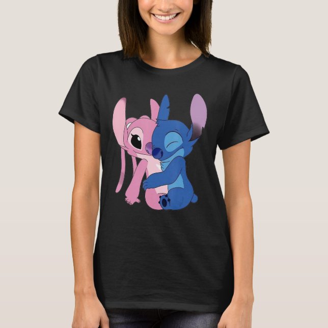Stitch And Angel Hug Classic T-Shirt (Front)